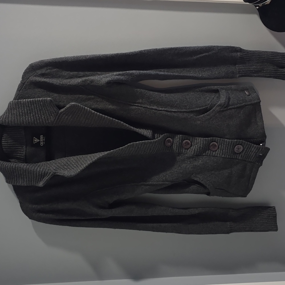 Guess Charcoal Button-Up Cardigan